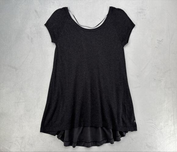 Lululemon Tops - Archive Lululemon Black Grey Mixed Media Flowy Tunic T-Shirt Lagenlook Mori Kei
